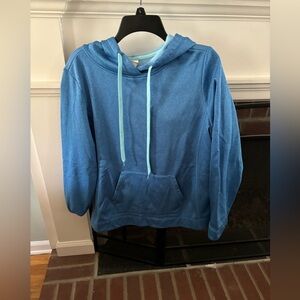 Danskin Blue Hoodie Sweatshirt with Light Blue Drawstrings